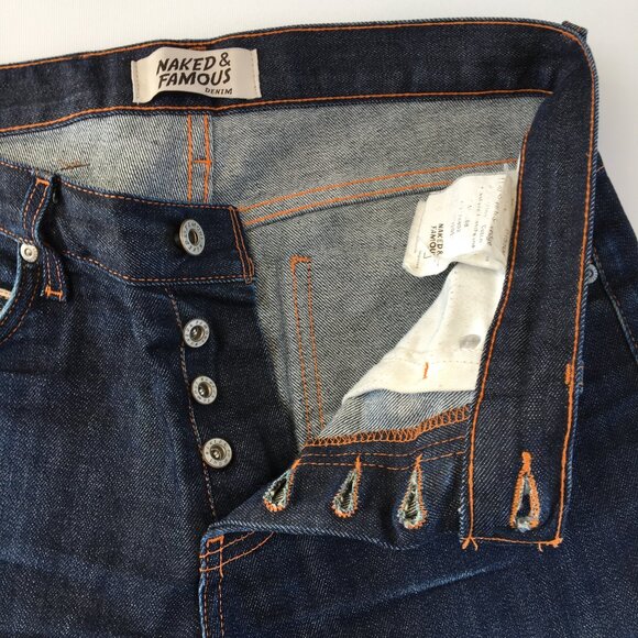 Naked & Famous Super Guy Stretch Selvedge Button Fly Jeans 30 - Picture 3 of 10